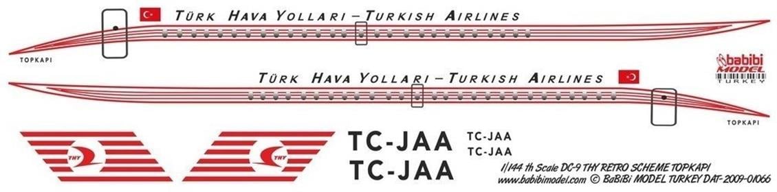 DAT01066 1/144 DC9 THY RETRO TOPKAPI DEKAL ÇIKARTM