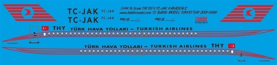 DAT01069 1/144 DC9 THY TC-JAK KARADENİZ DEKAL ÇIKA