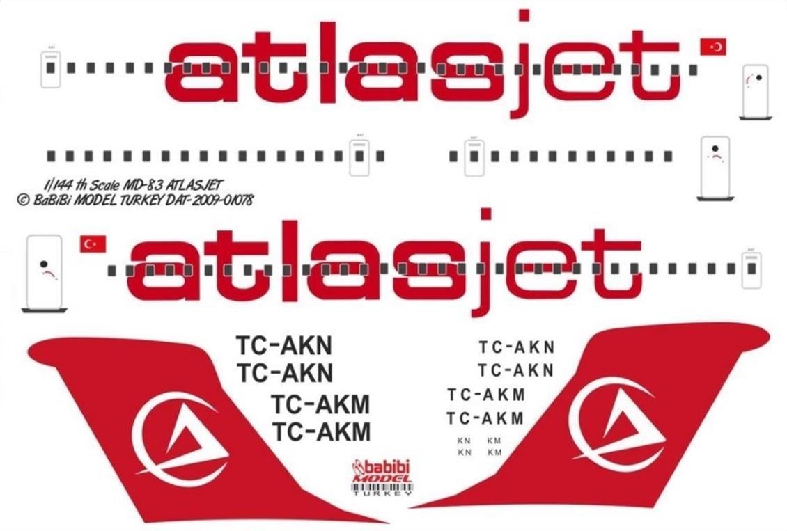 DAT01078 1/144 MD-83 ATLAS JET DEKAL ÇIKARTMA