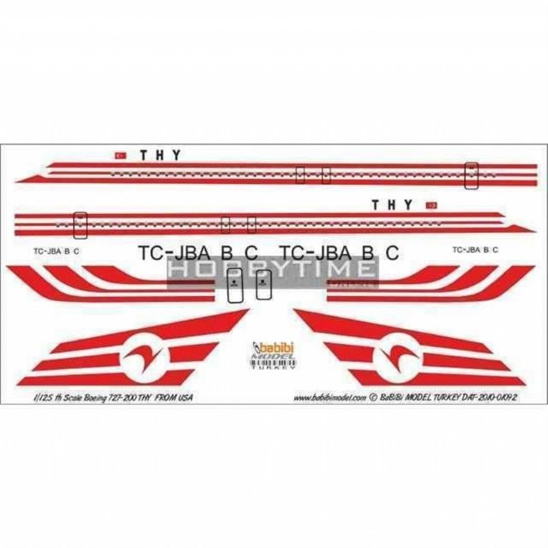 DAT01092 1/125 THY 727-200 FROM USA DEKAL ÇIKARTMA