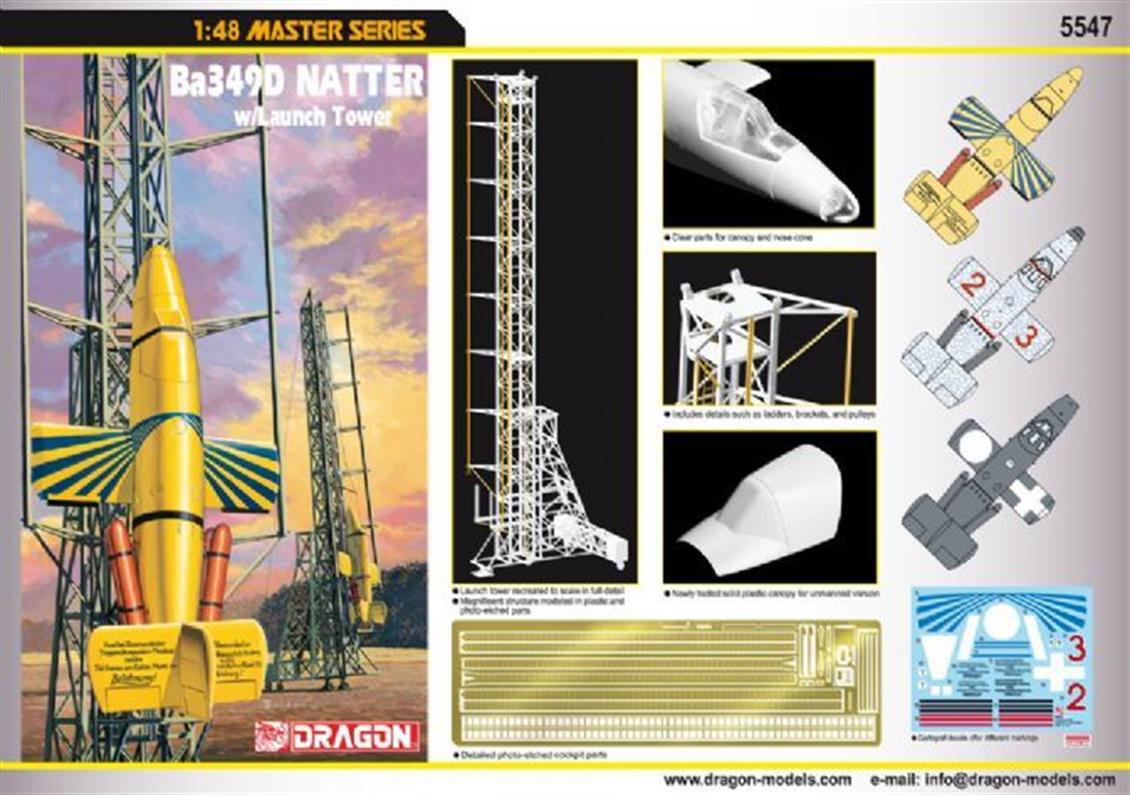 Dragon 5547 1/48 Bachem Ba 349D Önleme Uçağı (w/Launch Tower) Demonte Plastik Maketi