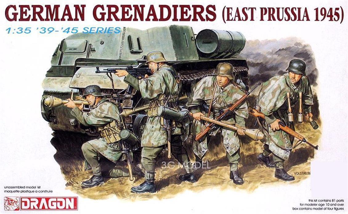 Dragon 6057 1/35 Alman Grenadiers (Doğu Prusya 1945) Asker Figürleri Demonte Plastik Maketi