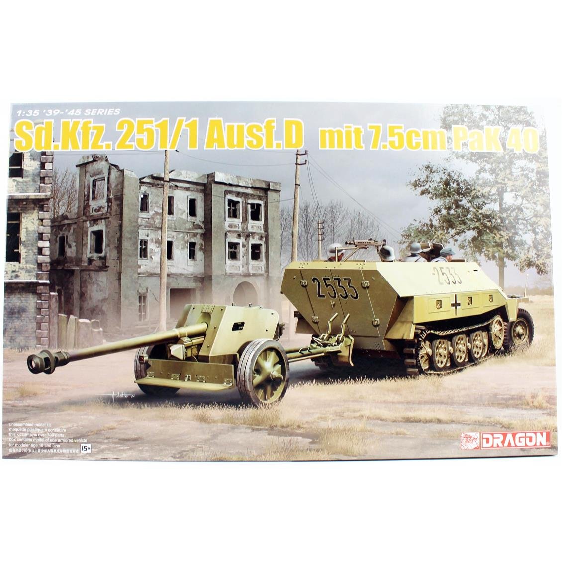 Dragon 6664 1/35 Ölçek, Sd.Kfz.251/1 Ausf.D Personel Taşıyıcı ve 7.5cm PaK 40 Çekili Topu  (2 in 1) Plastik Model Kiti