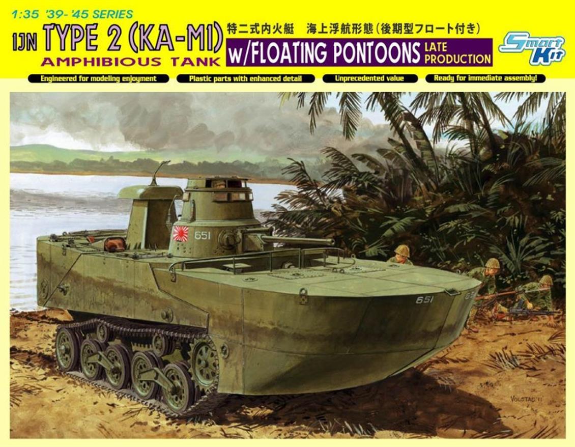 Dragon 6712 1/35 IJN Type 2 (KA-MI) Amfibi Tank Demonte Plastik Maketi