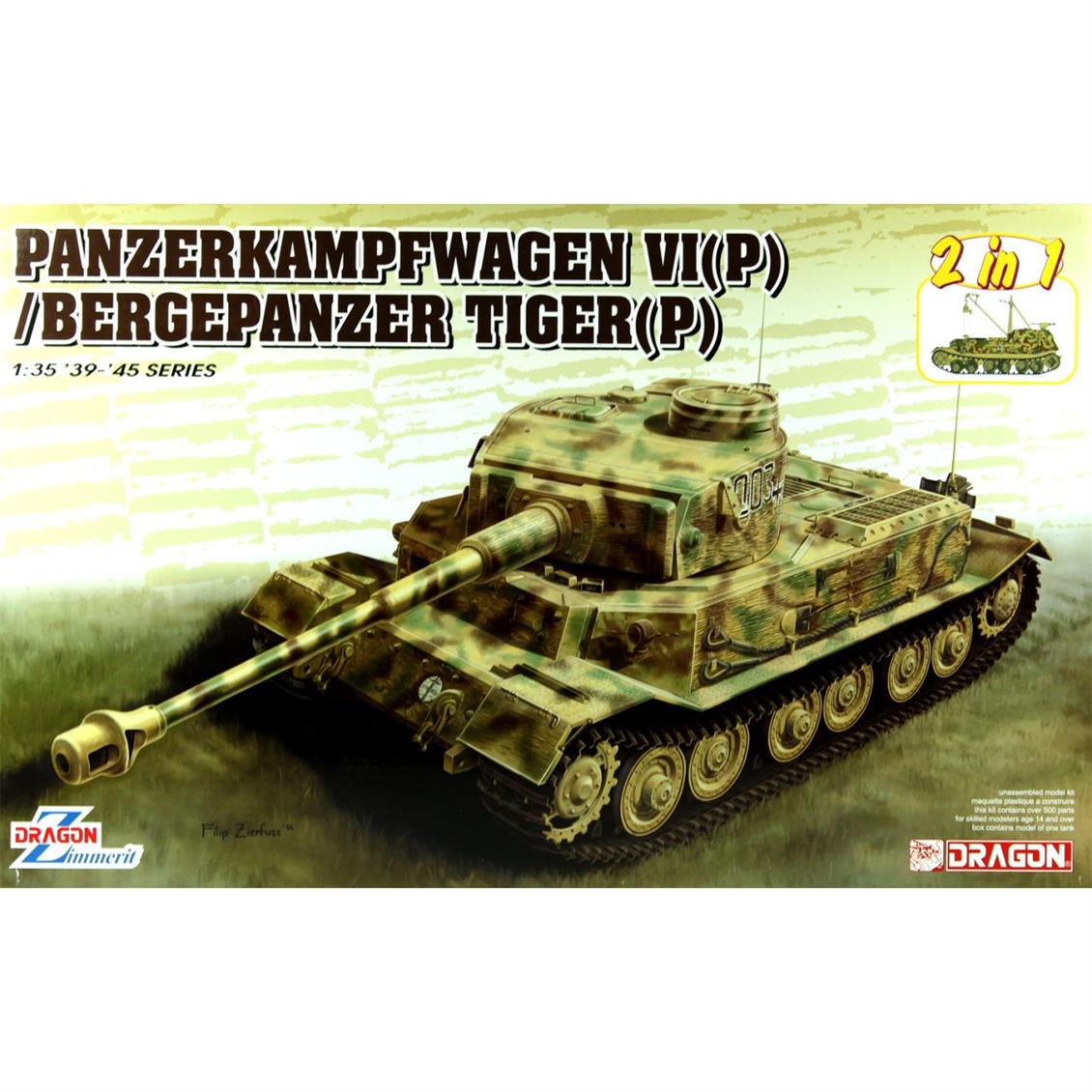 Dragon 6869 1/35 Panzerkampwagen VI(P)/Bergepanzer Tiger(P) Tankı Demonte Plastik Maketi