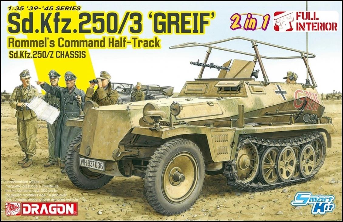 Dragon 6911 1/35 Sd.Kfz.250/3 (Greif- Rommel's Command) Yarı Paletli Personel Taşıyıcı Demonte Plastik Maketi