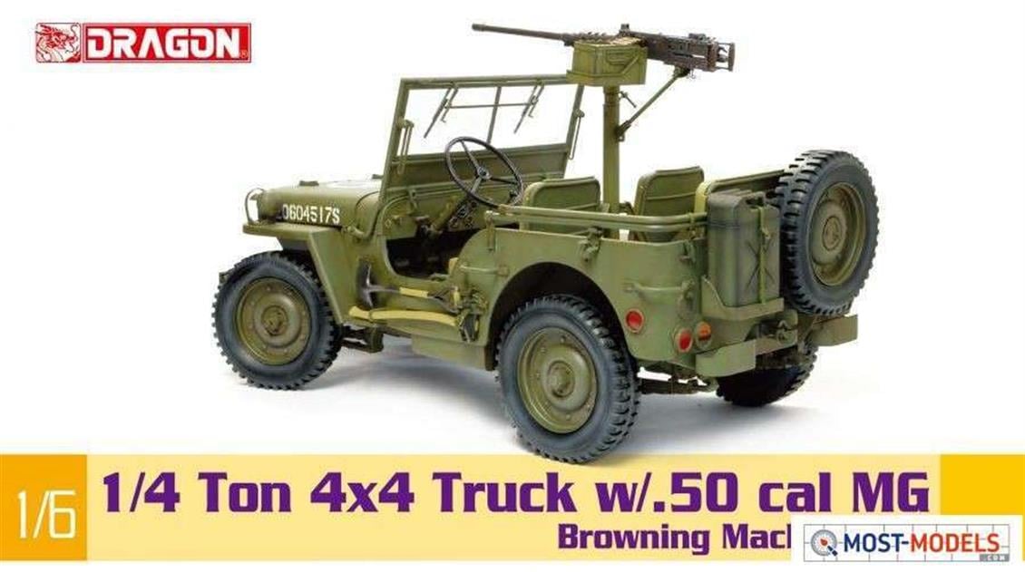Dragon 75052 1/6 ABD 1/4 Ton 4x4 Jeep (with m2 .50-cal machine gun) Demonte Plastik Maketi