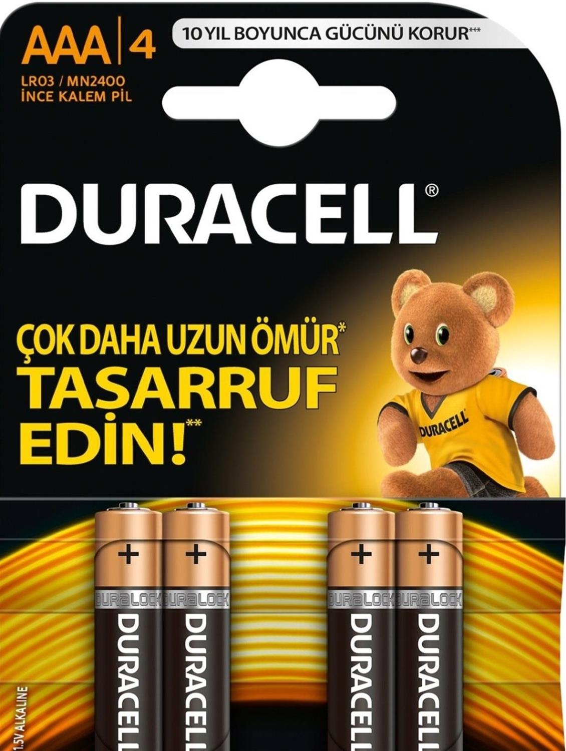 DURACELL 7715 LR03 MN2400 İNCE ALKALİNE KALEM PİL -4 ADET