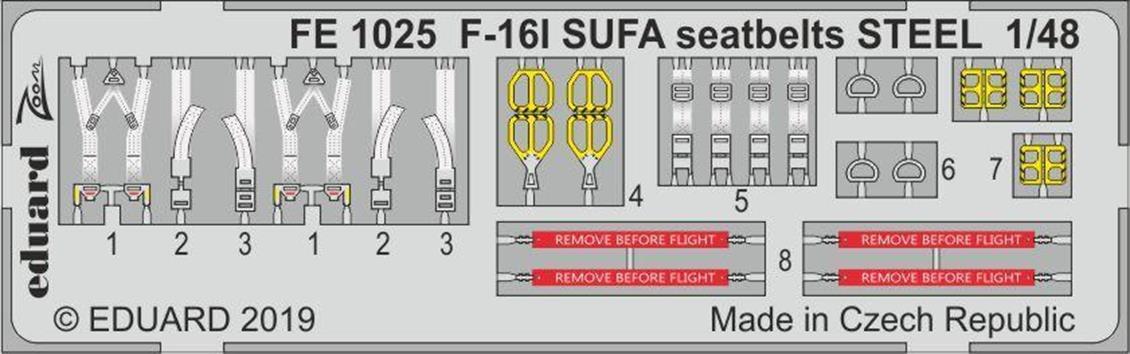 EDUARD FE1025 1/48 F-16I SUFA seatbelts STEEL 1/48