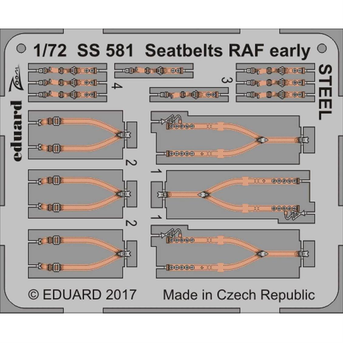 EDUARD SS581 1/72 Seatbelts RAF early STEEL Maket