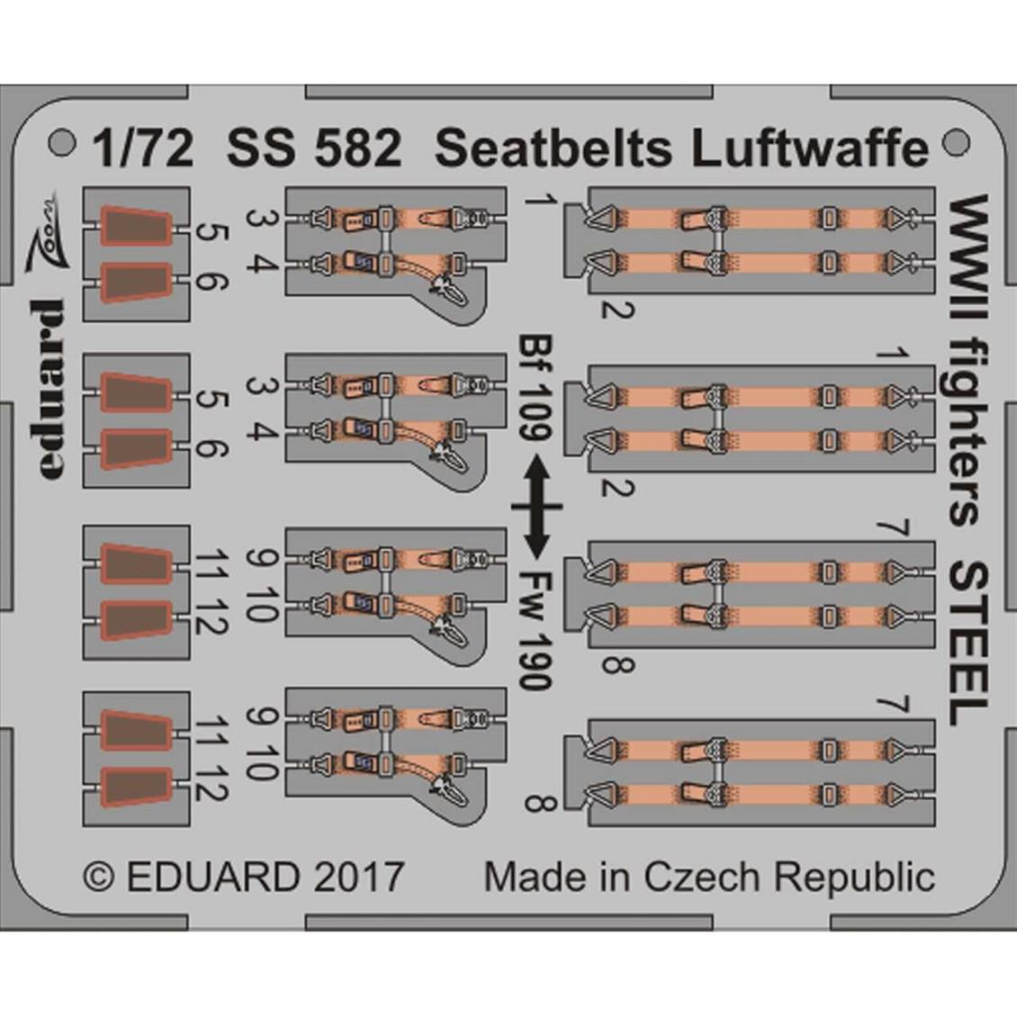 EDUARD SS582 1/72 Seatbelts Luftwaffe WWII fighter