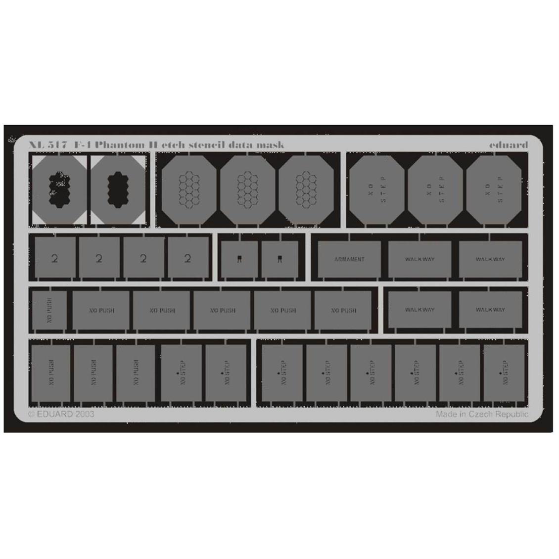 EDUARD XL517 1/32 F-4 etch stencil data mask -etch