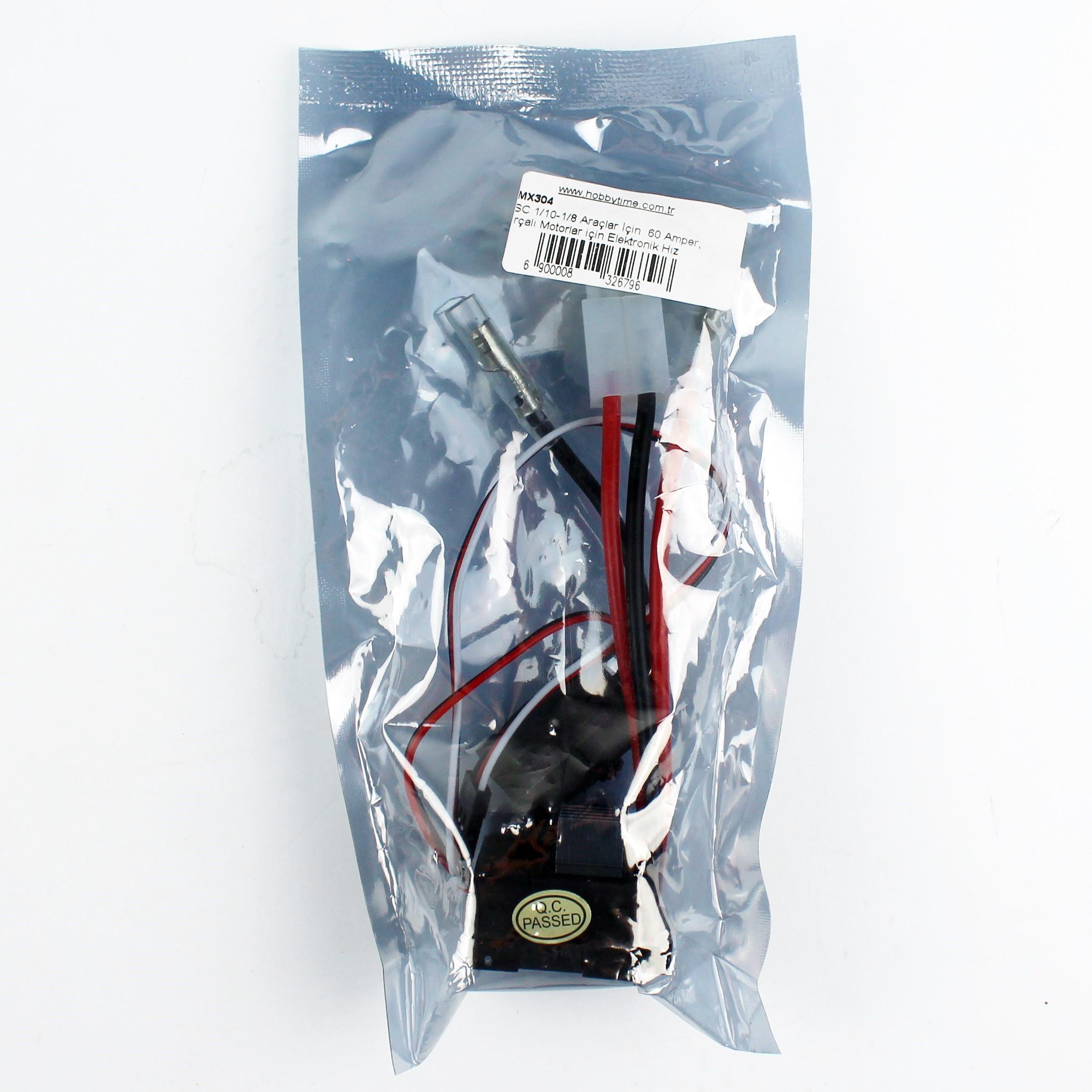 ESC 1/10-1/8 Araçlar İçin  60 Amper, Fırçalı Motorlar için Elektronik Hız Kontrolü