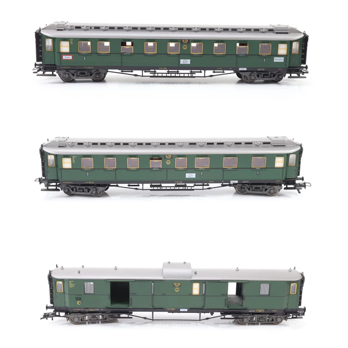 Fleischmann 1/87 Ölçek, 5080, 5082, 8083, 3 Adet Model Tren Yolcu Vagon Seti