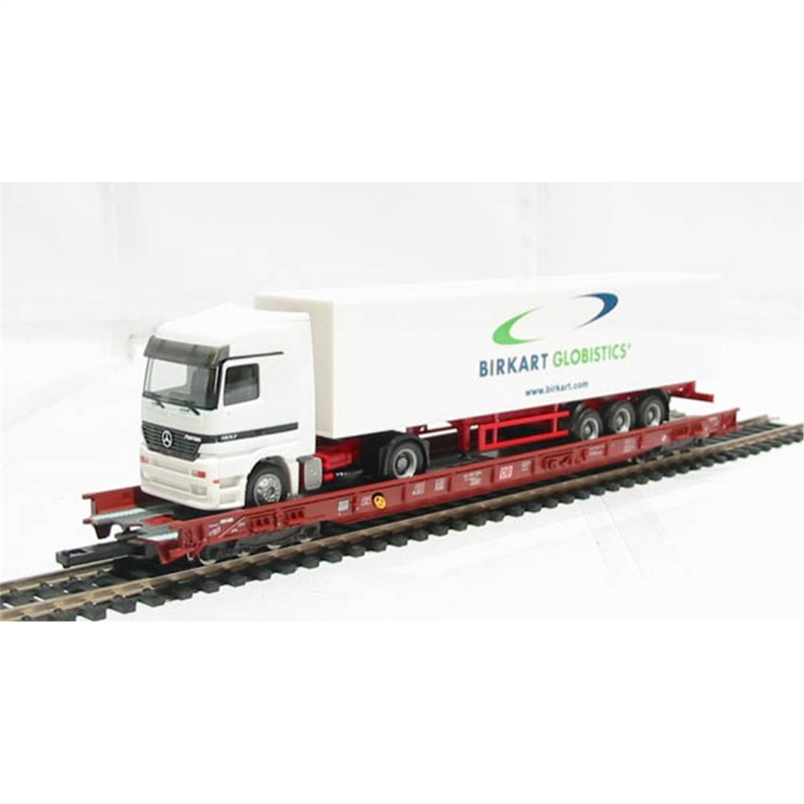Fleischmann 5277 1/87 Ölçek, DB, Mercedes TIR Taşıyan,8 Akslı   Alçak Vagon
