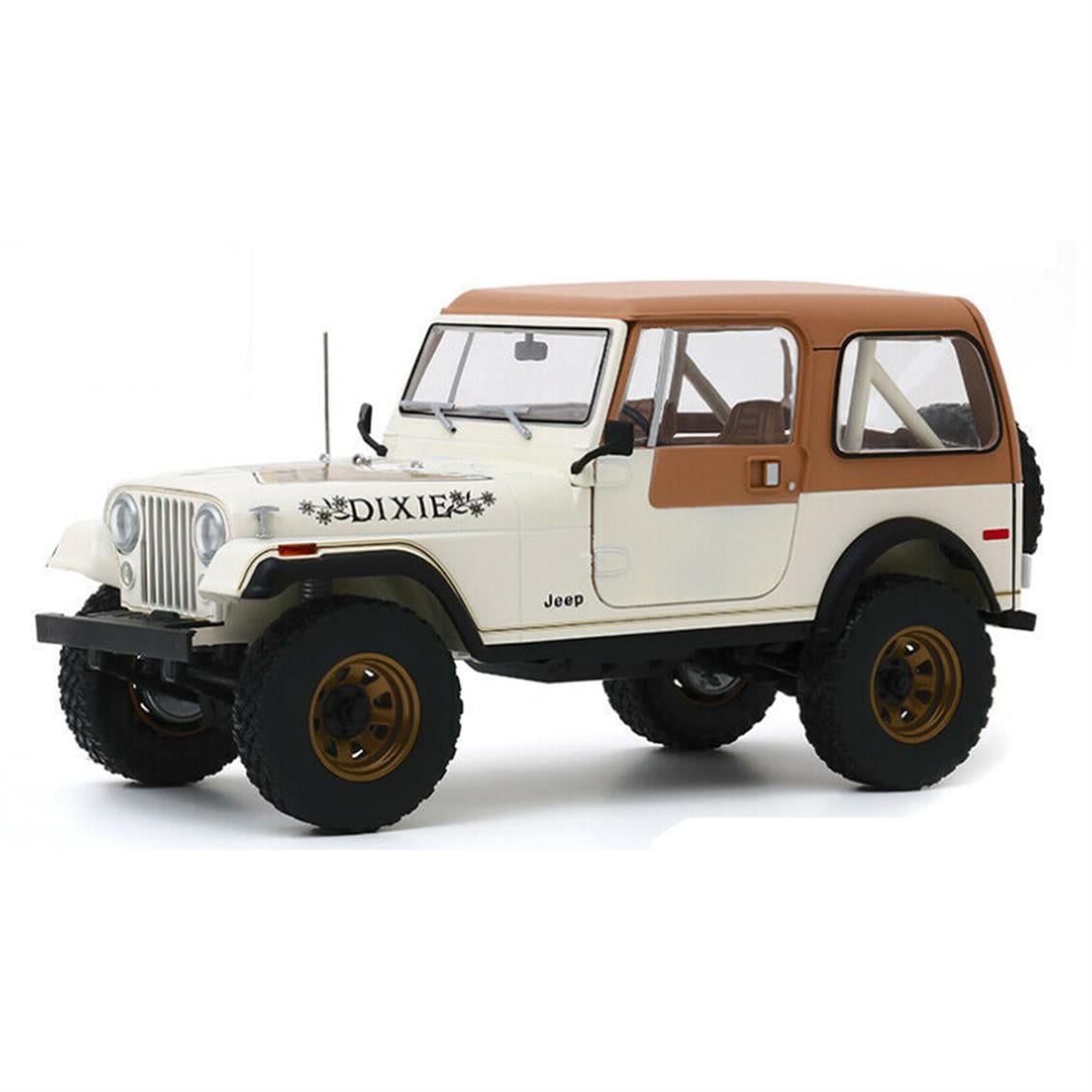 GreenLight 19065 1/18 1979 Jeep CJ-7 ,Dixie (Dukes of Hazzard Look a Like), Beyaz, Sergilemeye Hazır Metal Cip Modeli