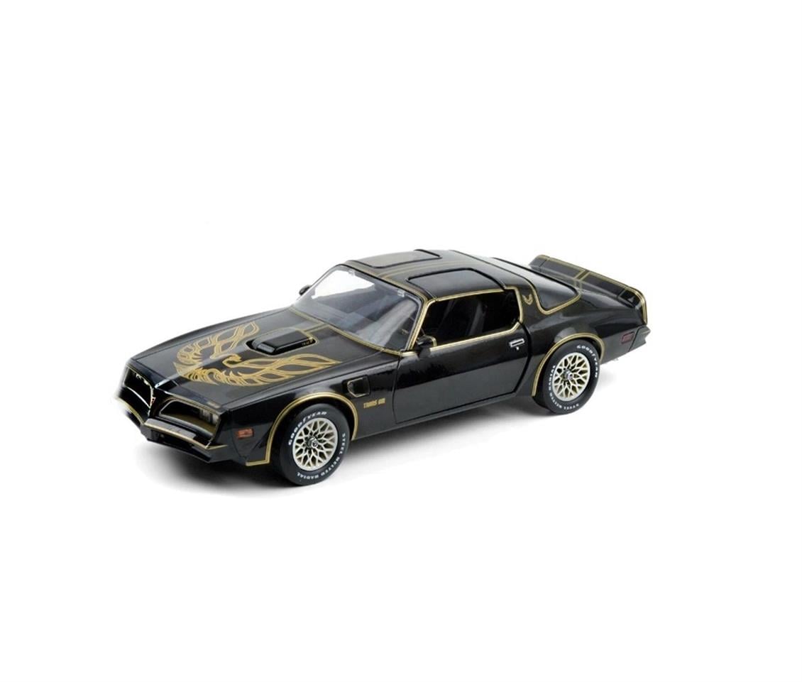 GreenLight 19098 1/18 1977 Pontiac Trans Am, Siyah-Altın, Sergilemeye Hazır Metal Araba Modeli