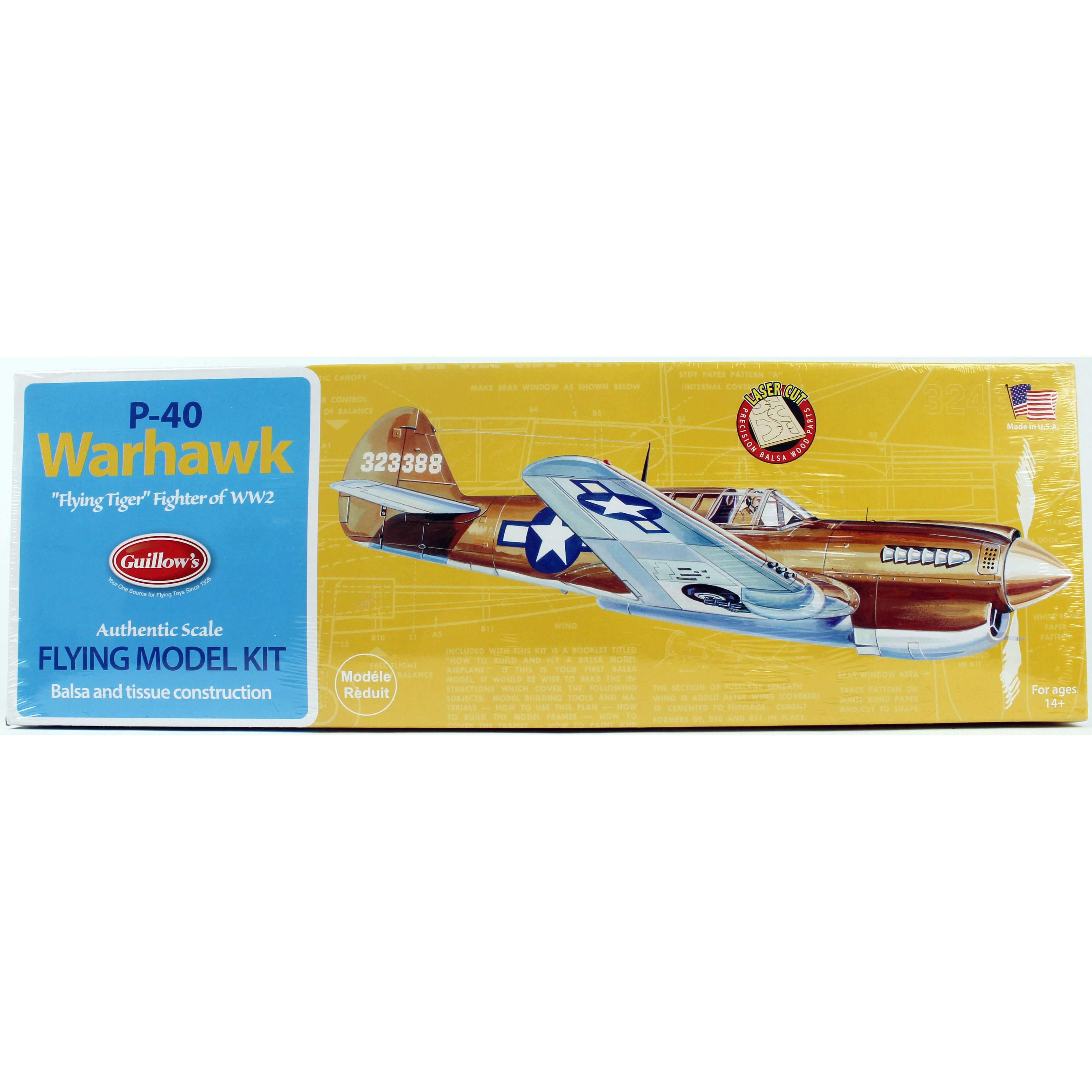 Guillow's 501 1/30 Ölçek, Warhawk, 42cm, Laser Kesim, Balsa, Serbest Uçuş Model Kiti
