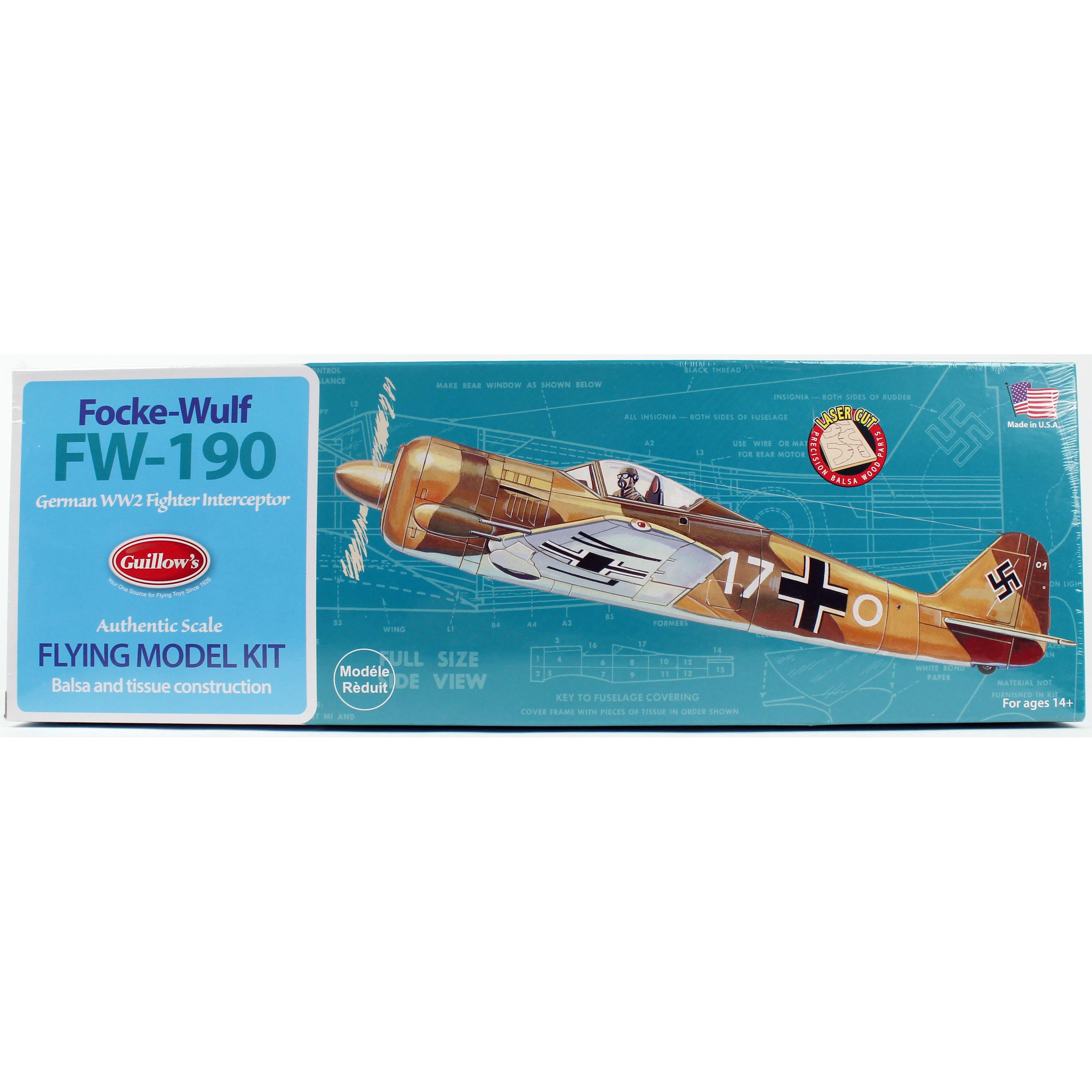 Guillow's 502 1/30 Ölçek, Focke-Wulf, 42cm, Laser Kesim, Balsa, Serbest Uçuş Model Kiti