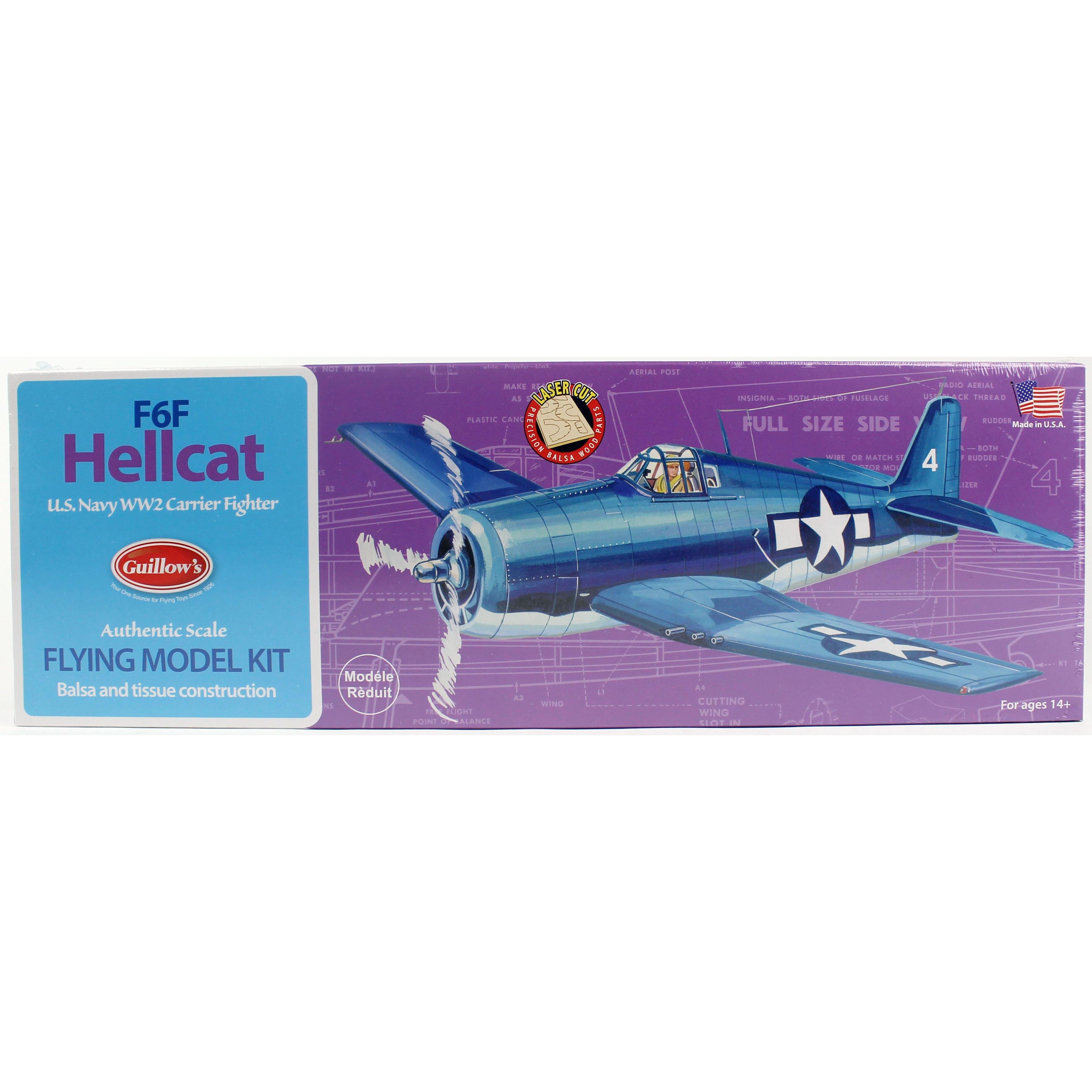 Guillow's 503 1/30 Ölçek, Hellcat, 42cm, Laser Kesim, Balsa, Serbest Uçuş Model Kiti