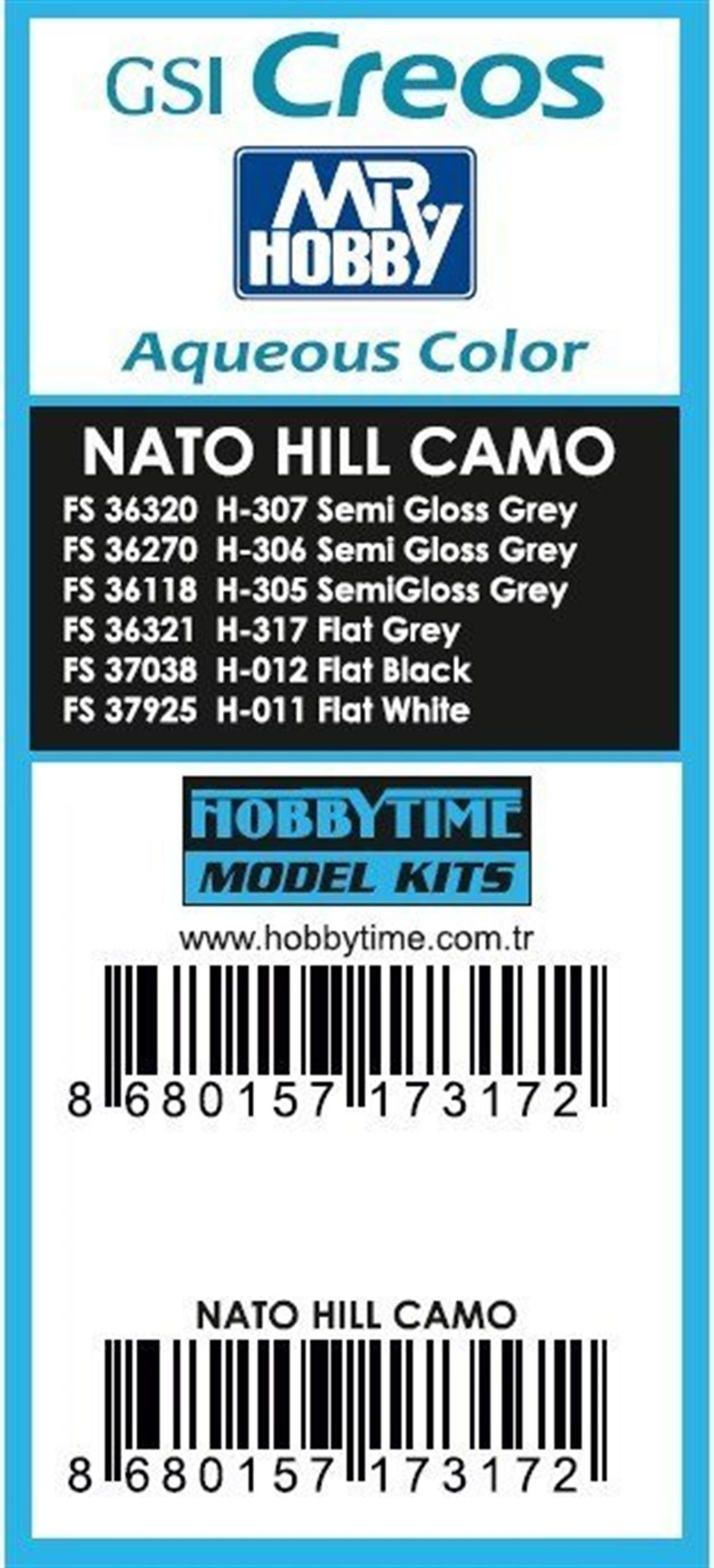 GUNZE NATO HILL 2 CAMO BOYA SETİ-6 ADET 10 ML.