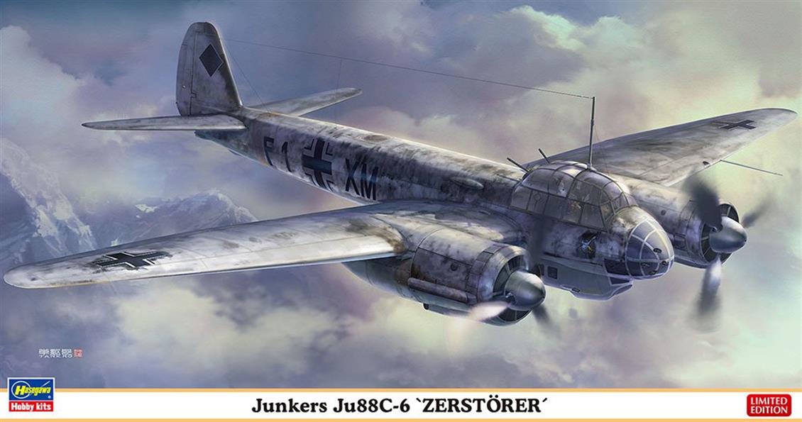 Hasegawa 02245 1/72 Junkers Ju88C-6  Zerstörer (Limited Edition) Savaş Uçağı Demonte Plastik Maketi