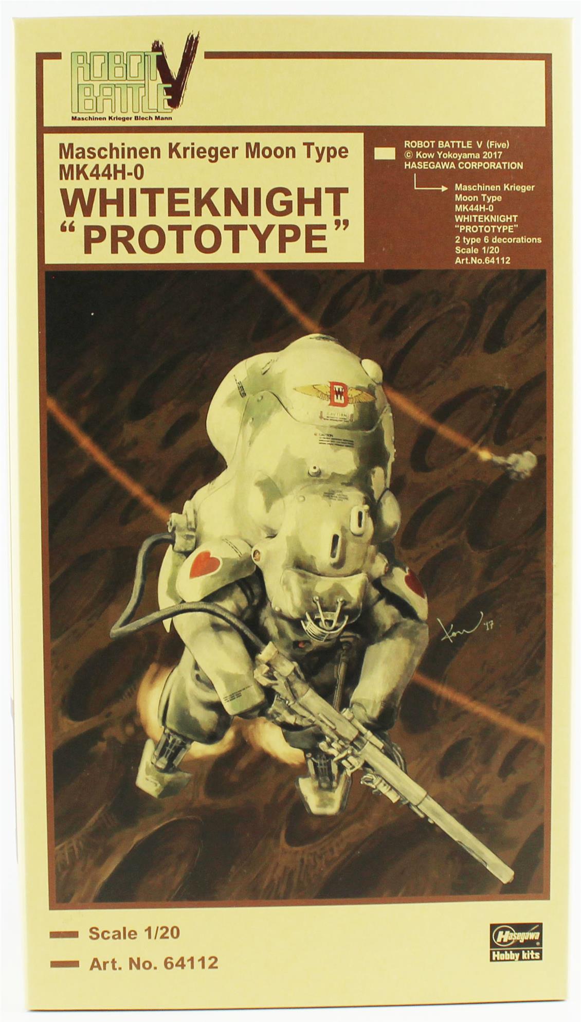 Hasegawa 64112 1/20 Ölçek, Moon Type MK44H-0 Whiteknight (Prototype), Savaş Robotu Bilim Kurgu Plastik Model Kiti
