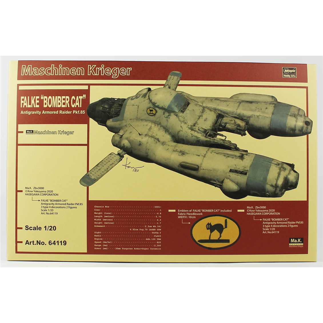 Hasegawa 64119 1/20 Ölçek, Falke Antigravity Armored Raider Pkf.85 (Bomber Cat), Maschinen Krieger Serisi, Bilim Kurgu Plastik