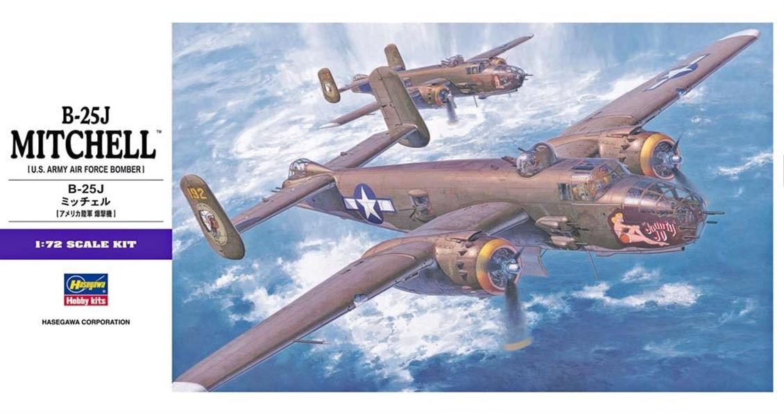 Hasegawa E16 00546 1/72 B-25J Mitchell Savaş Uçağı Demonte Plastik Maketi