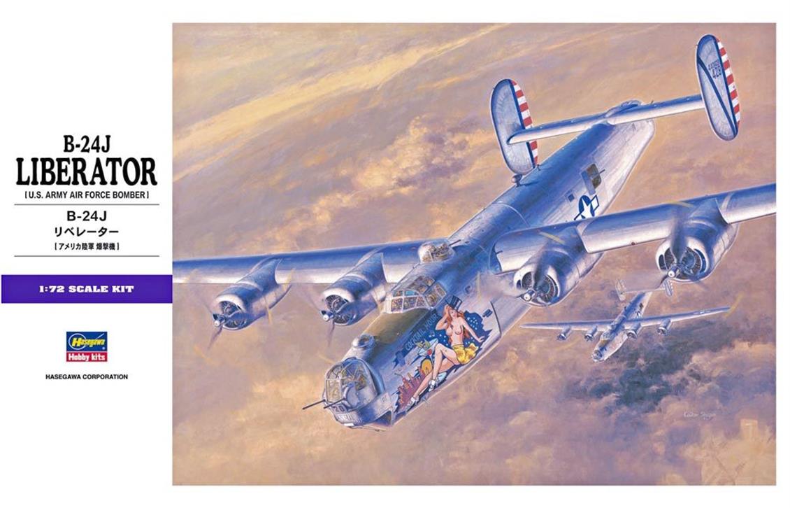 Hasegawa E29 01559 1/72 B-24J Liberator Savaş Uçağı Demonte Plastik Maketi