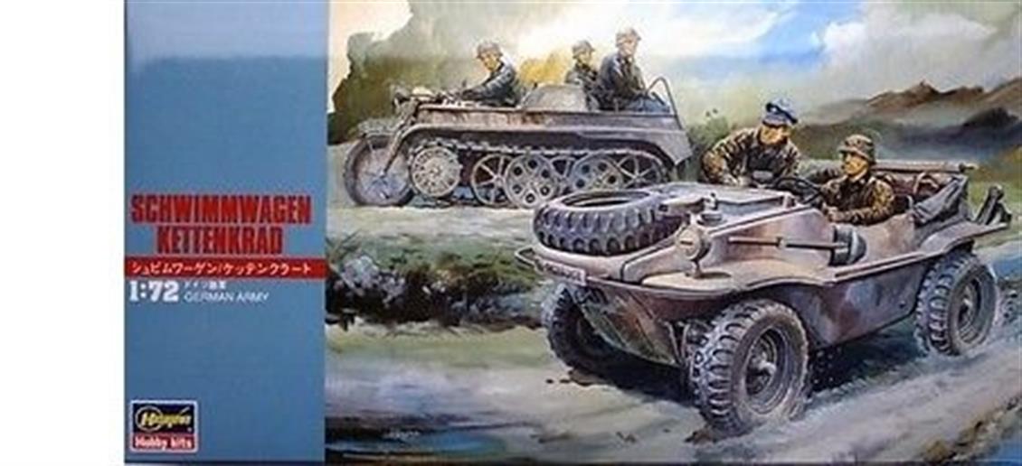 Hasegawa MT13 31113 1/72 Schwimmwagen & Kettenkrad Askeri Araç Demonte Plastik Maket Seti