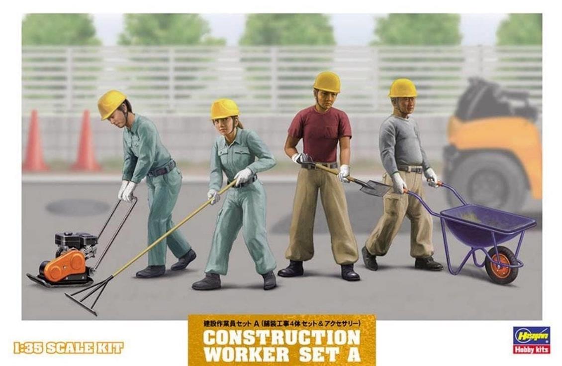 Hasegawa WM03 66003 1/35 İnşaat İşçileri Figürleri-A Demonte Plastik Maket Seti