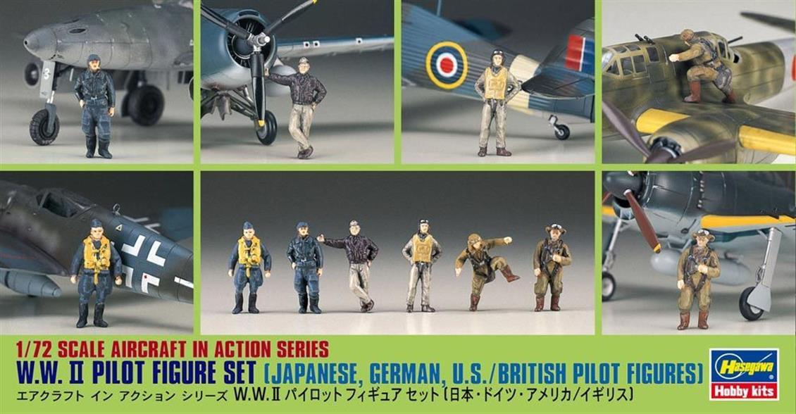Hasegawa X72-8 35008 1/72 WW II Karışık Pilot Figürleri Demonte Plastik Maket Seti