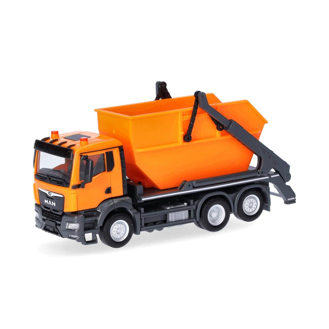 Herpa 317870 1/87 Ölçek, MAN TGS NN, Hidrolik Konteynerli Belediye Kamyuonu, Turuncu, Sergilemeye Hazır Model Araç