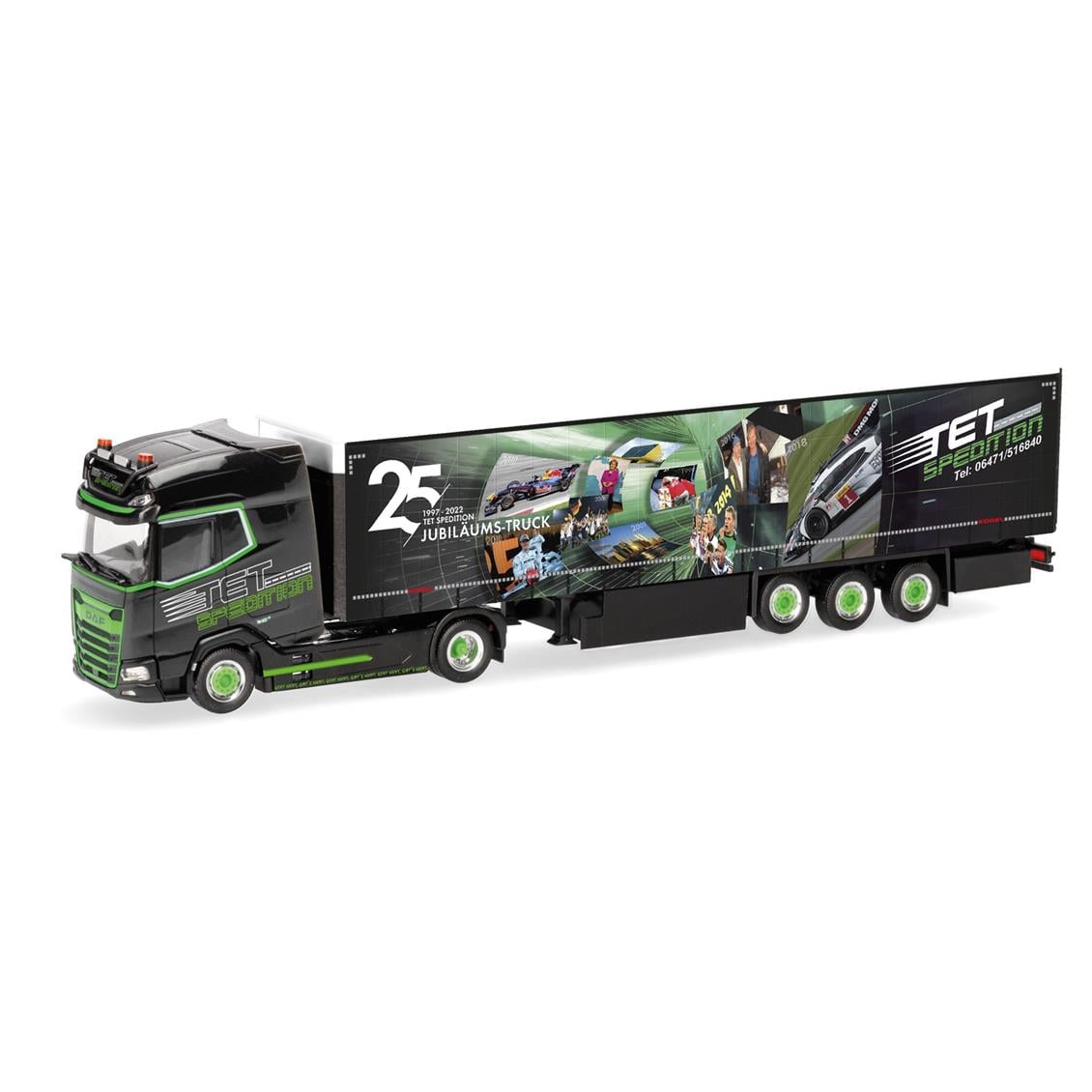 Herpa 318907 1/87 Ölçek, DAF XG+ Perdeli Dorseli TIR, TET/Jubilee, Sergilemeye Hazır Model Araç