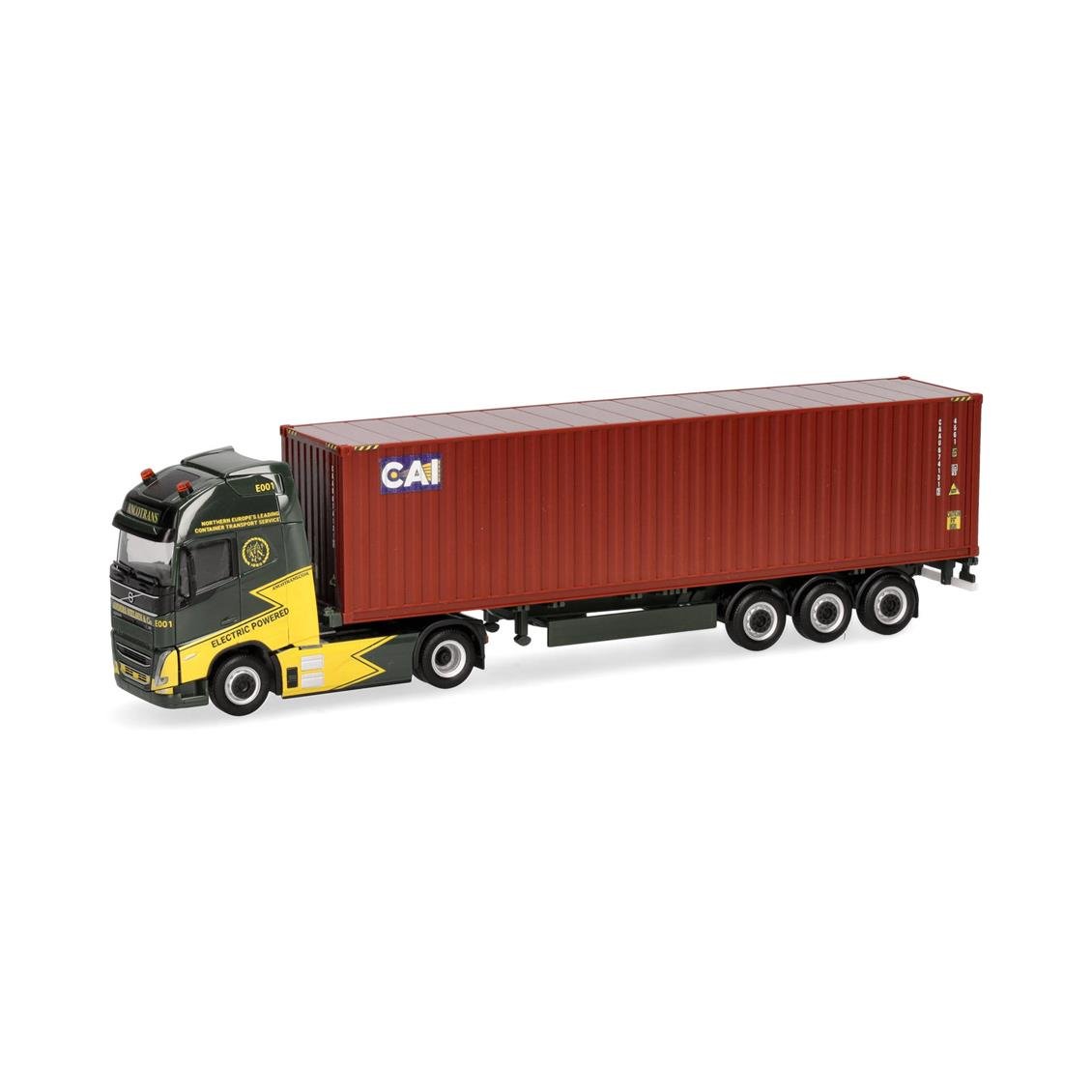 Herpa 319256 1/87 Ölçek, Volvo FH GL XL Electric, 40 lık Konteynerli TIR, Ancotrans/CAI, Sergilemeye Hazır Model Araç