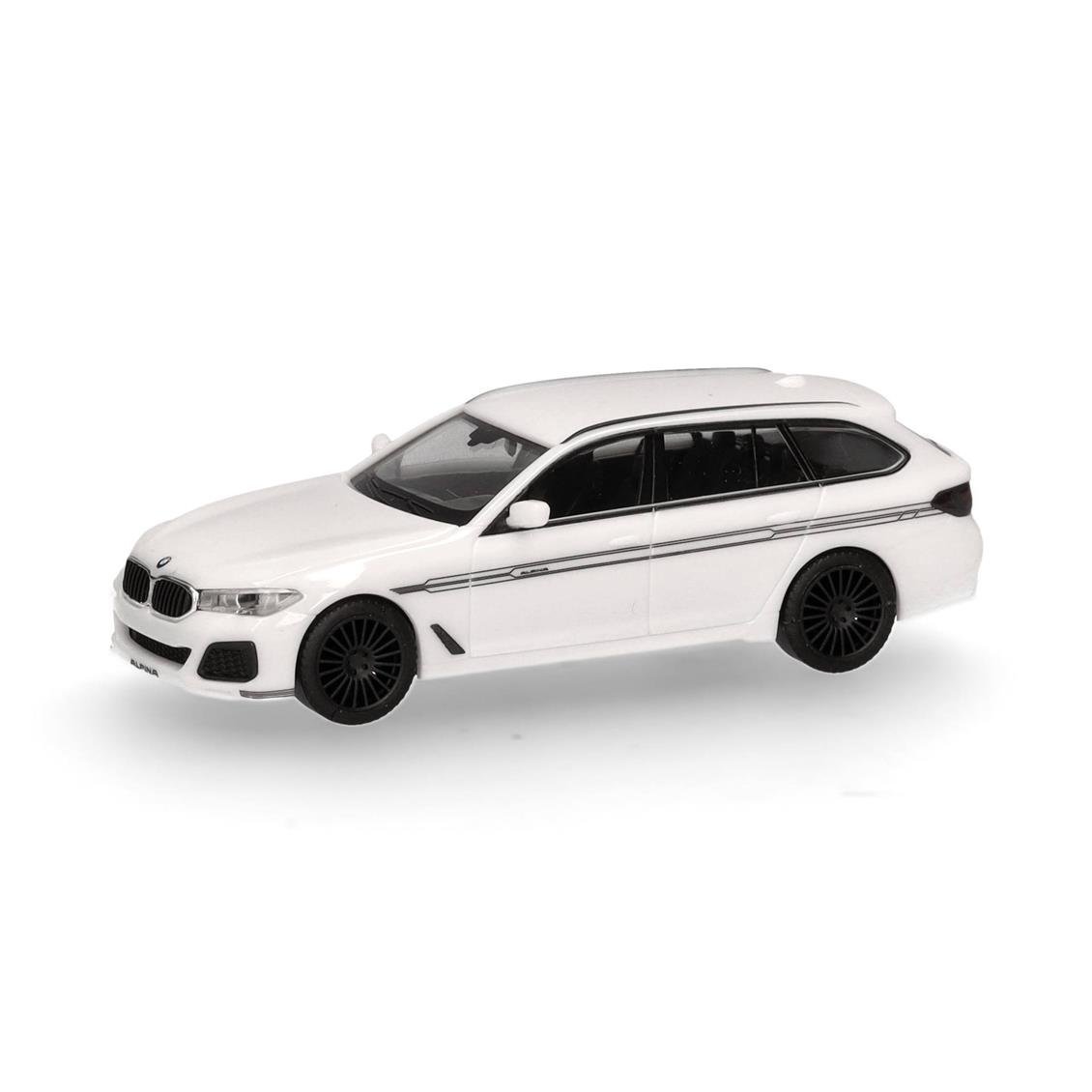Herpa 421072-002 1/87 Ölçek, BMW Alpina B5 Touring, Beyaz-Şeritli, Sergilemeye Hazır Model Araç
