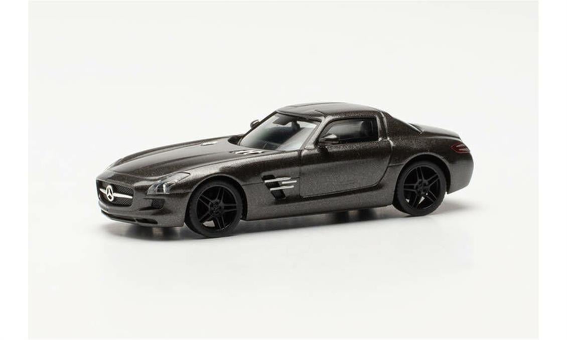 Herpa 430784-002 1/87 Ölçek MB SLS AMG, Monza Gri, Sergilemeye Hazır Model Araç