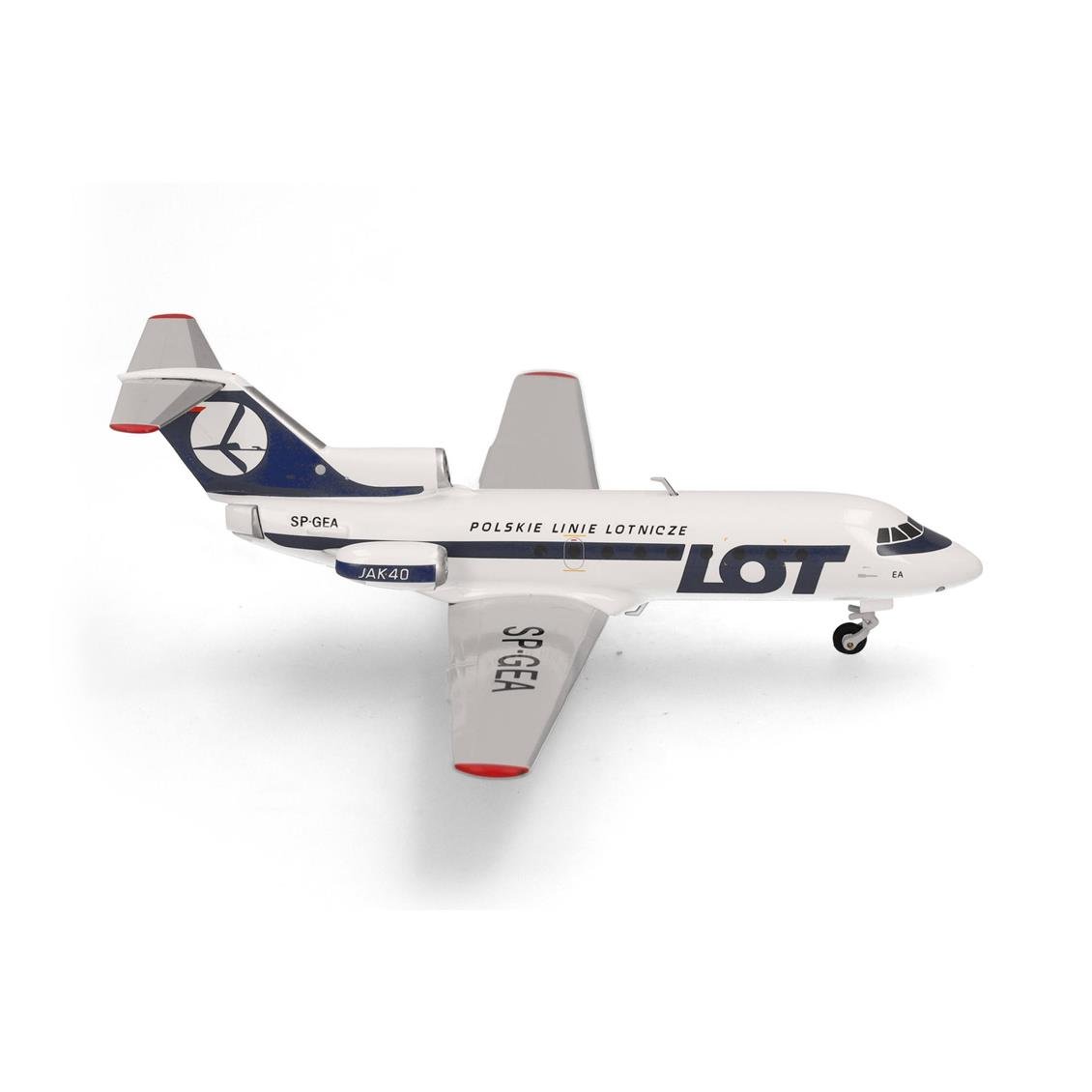 Herpa 573139 1/200 Ölçek, LOT Polonya Havayolları Yakovlev Yak-40, SP-GEA, Metal, Sergilemeye Hazır Model Yolcu Uçağı