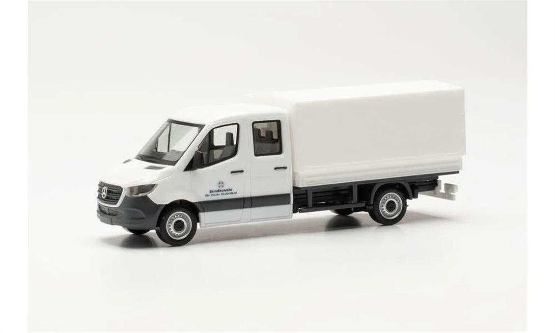 Herpa 700788 1/87 Ölçek MB Sprinter Çift Kabin Kamyonet, Filo logolu, Beyaz, Sergilemeye Hazır Model Araç