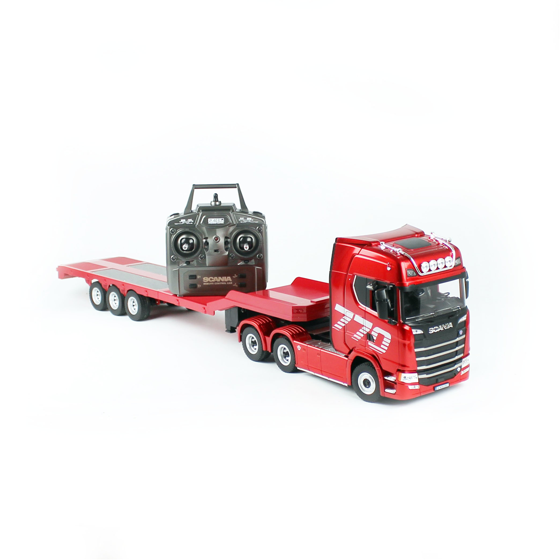 HN 1501+1502 1/18 Ölçek, SCANIA Çekici ve Yarı Römorklu Alçak Kasa Dorse, Metal Destekli, 19 Kanal Uzaktan Kumandalı TIR
