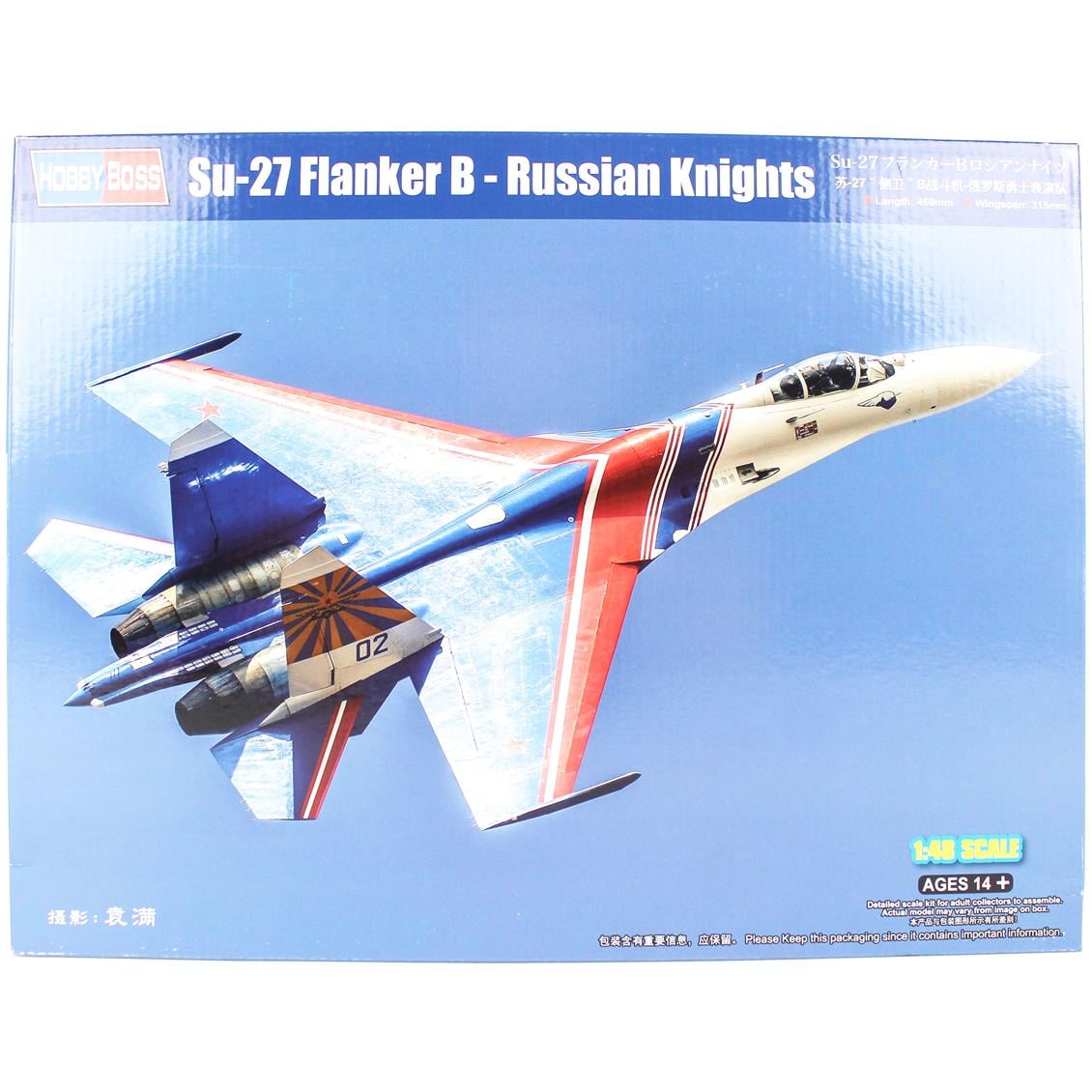 HobbyBoss 81776 1/48 Ölçek Su-27 Flanker B  Russian Knights, Savaş Uçağı Plastik Model Kiti