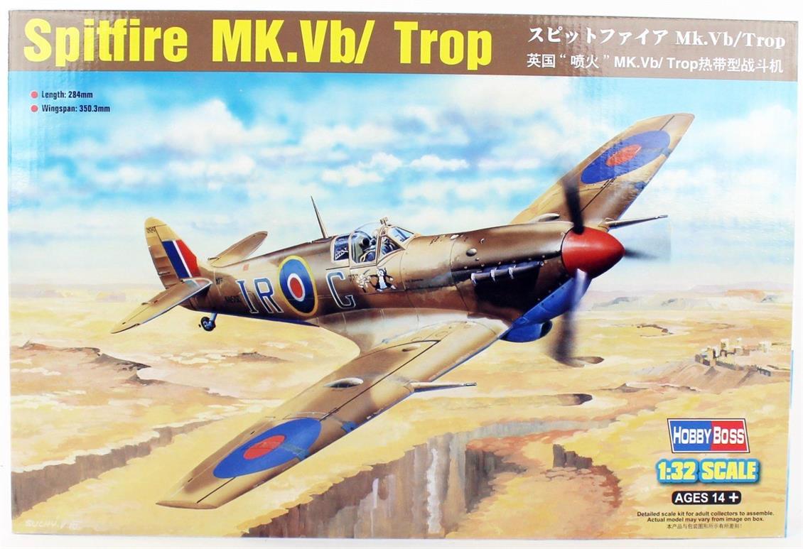 HobbyBoss 83206 1/32 Spitfire MK.Vb/Trop Savaş Uçağı Demonte Plastik Maketi