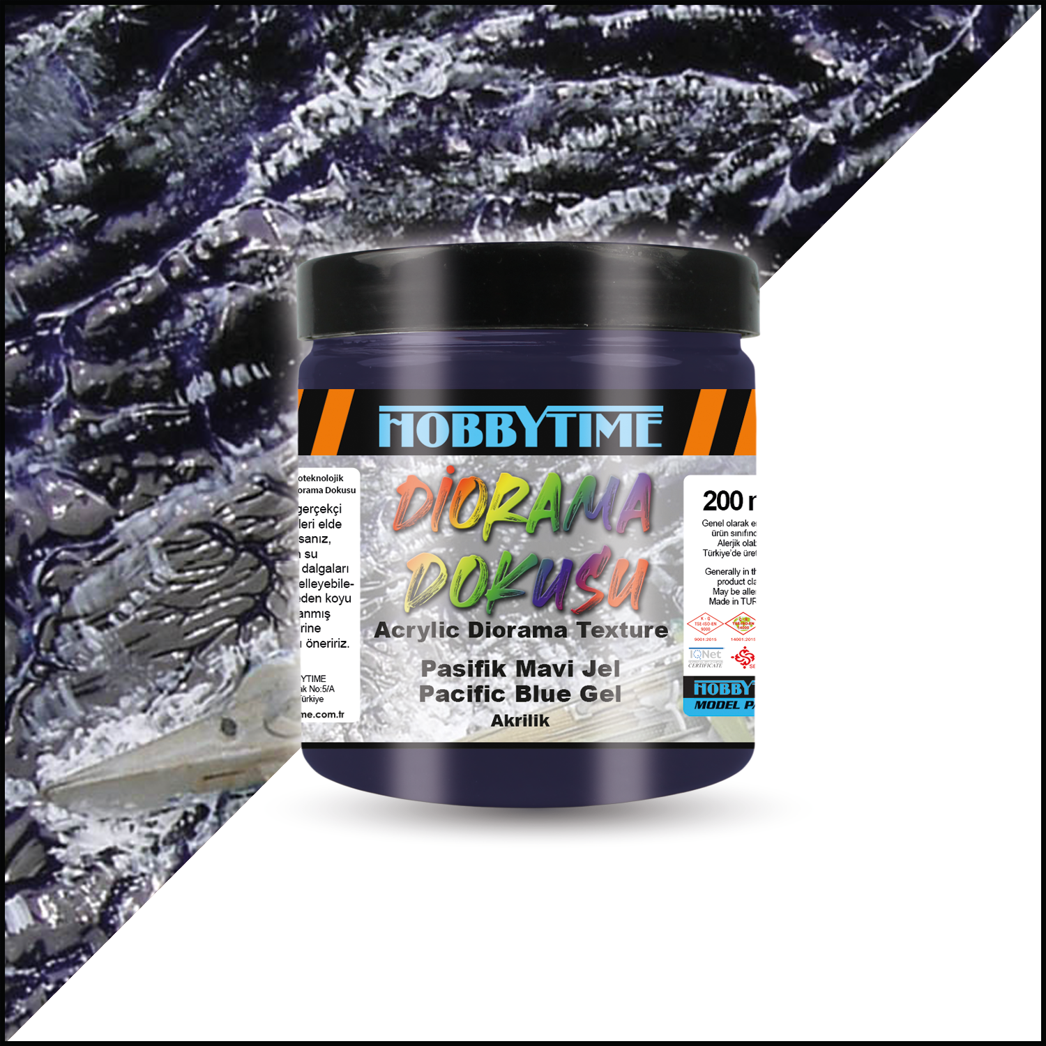 Hobbytime 586 200 ml. Diorama Dokusu, Pasifik Mavi Jel (Pacific Blue Gel)