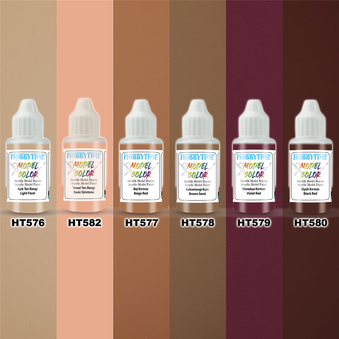 Hobbytime 6X50 ml. Yüz Boyama (Face Painting) Akrilik Model Boyası Seti