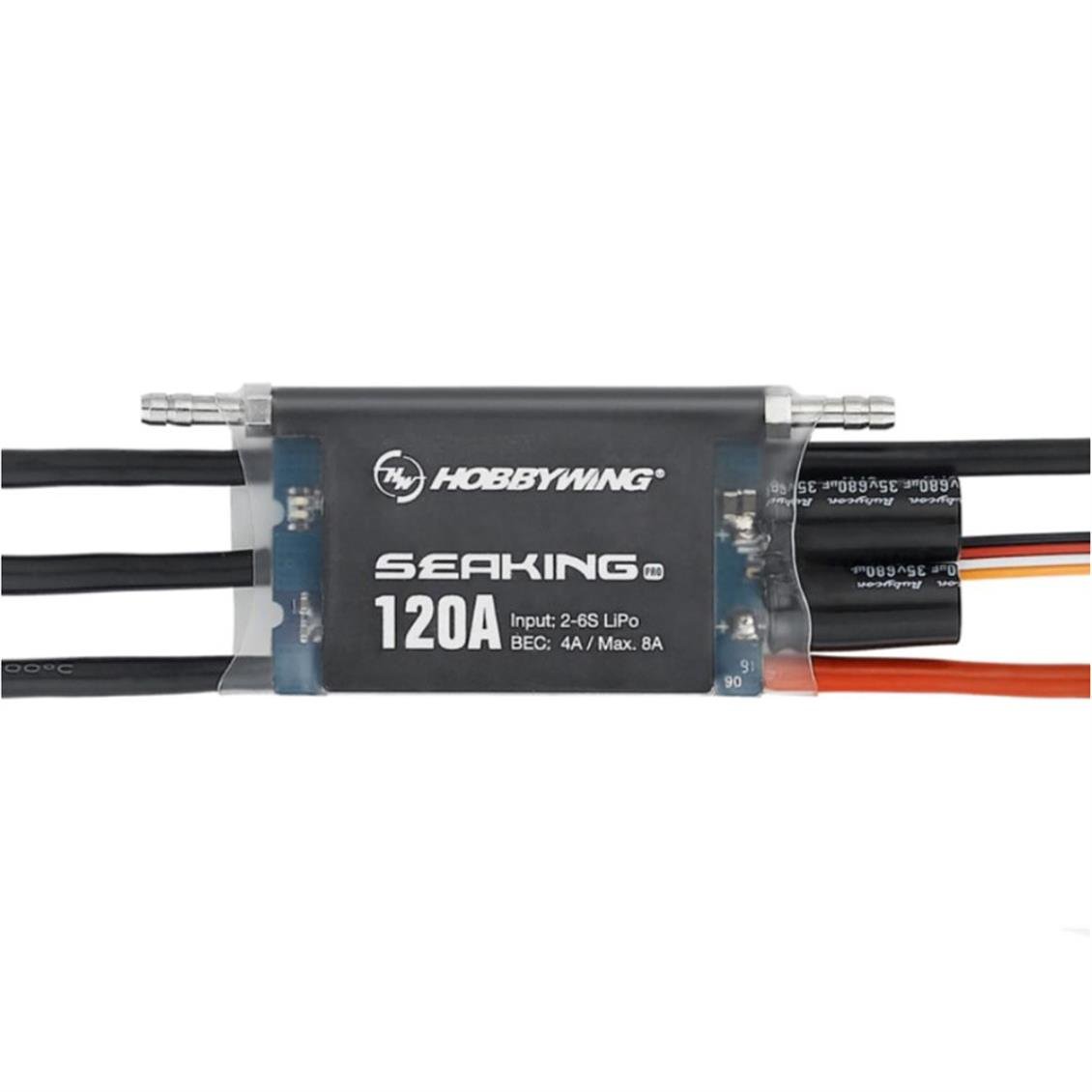 Hobbywing 30302361 Seaking Pro Serisi, 120 Amper, 2-6S LiPo, Fırçasız Tekne Motoru için Su Soğutmalı Elektronik Hız Kontrolü