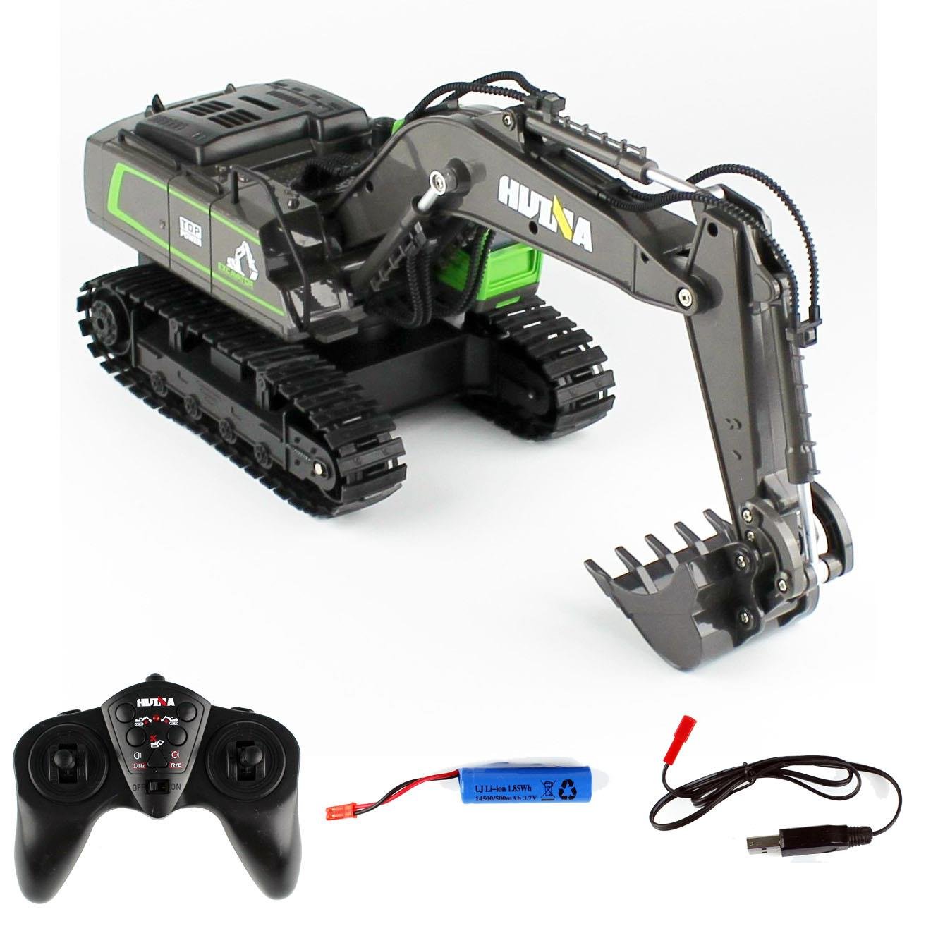 Huina 1558 1/18 Ölçek, Ekskavatör, Mavi Gövdeli, 11 Kanal Uzaktan Kumandalı İş Makinası