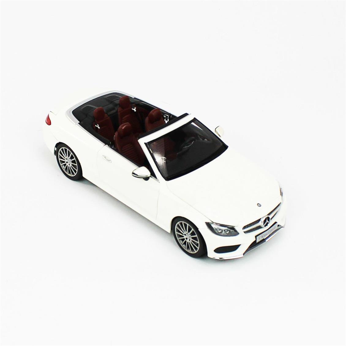 I Scale B66960613 1/18 Mercedes Benz C Class Cabriolet, White Bright, Sergilemeye Hazır Metal Araba Modeli