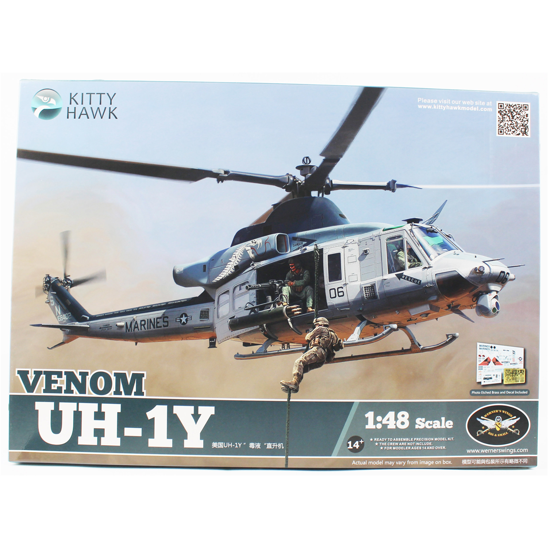Kitty Hawk 80124 1/48 Ölçek, UH-1Y Venom, Askeri Helikopter Plastik Model kiti