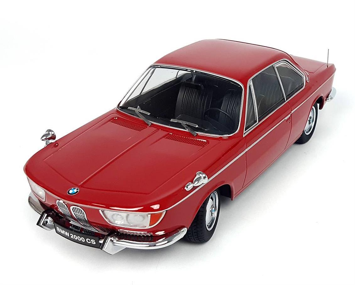 KKscale 180122 1/18 1965 Bmw 2000 CS, Kırmızı, Sergilemeye Hazır Metal Araba Modeli